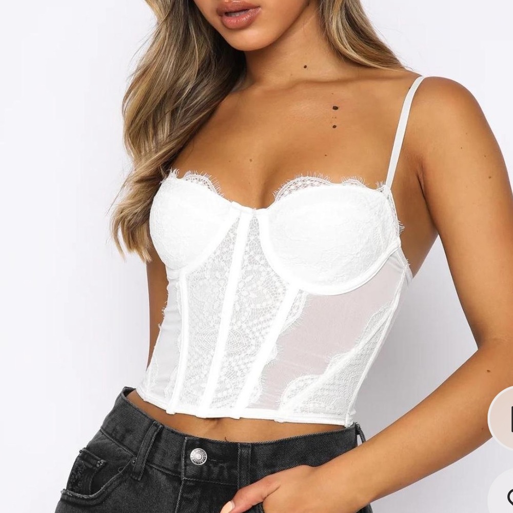 White fox white corset top size m